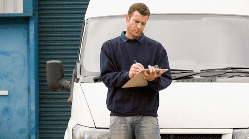 driver working on a document