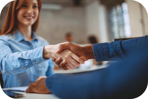 Man and woman shaking hands