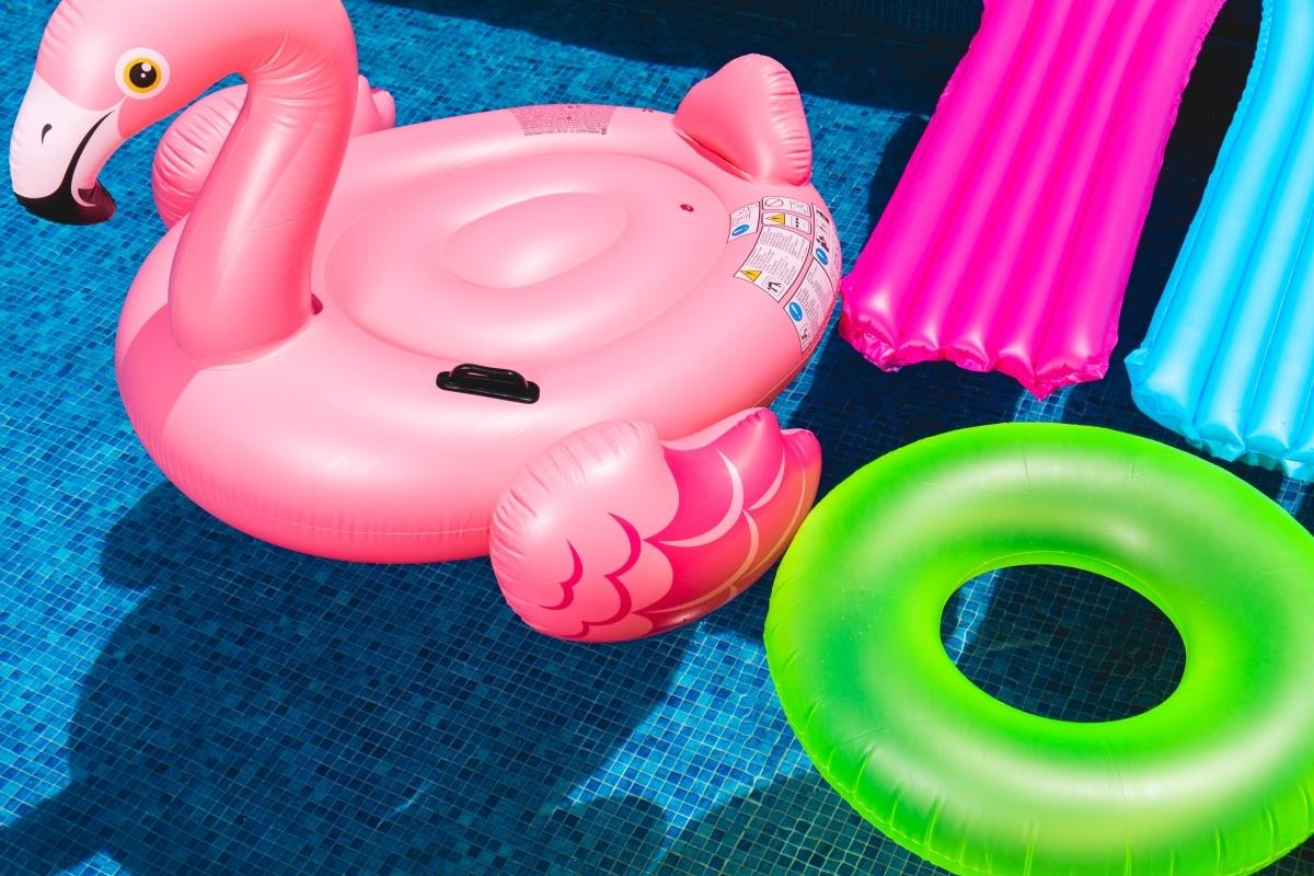 pink flamingo swimming pool